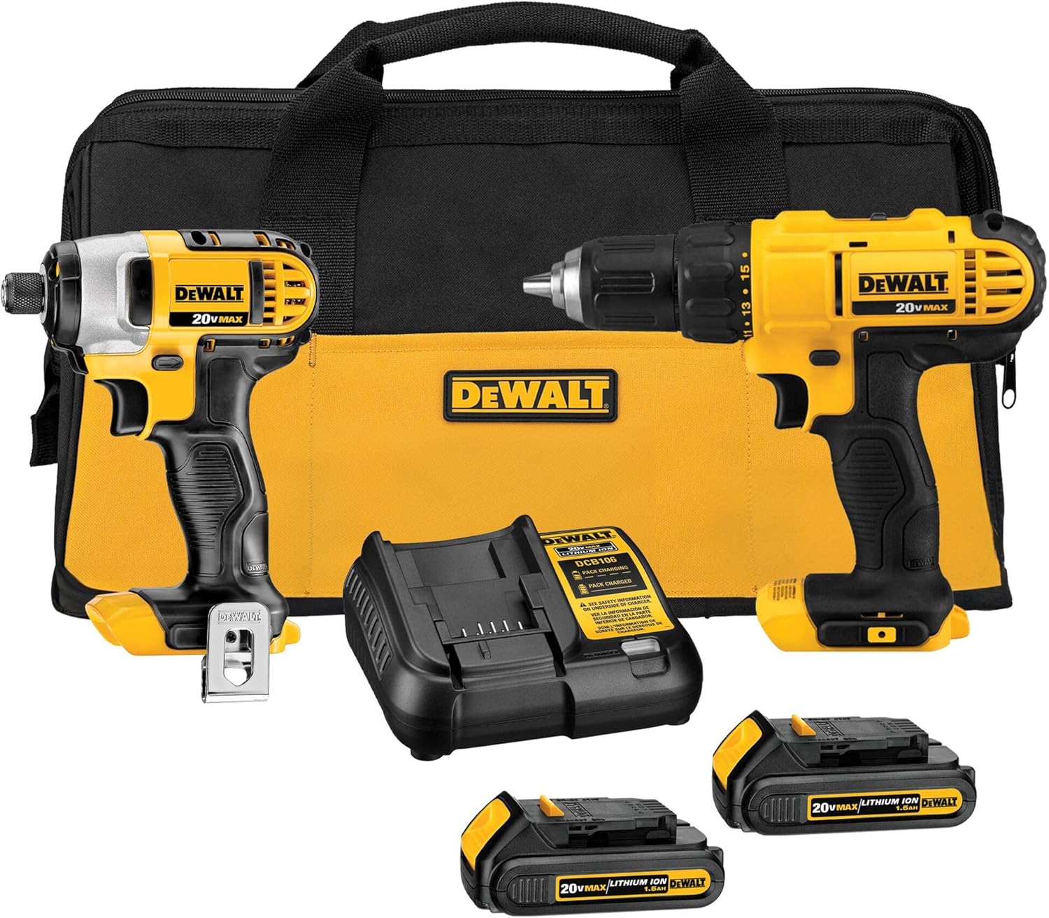 DEWALT 20V MAX Cordless Drill Combo Kit, 2-Tool (DCK240C2)