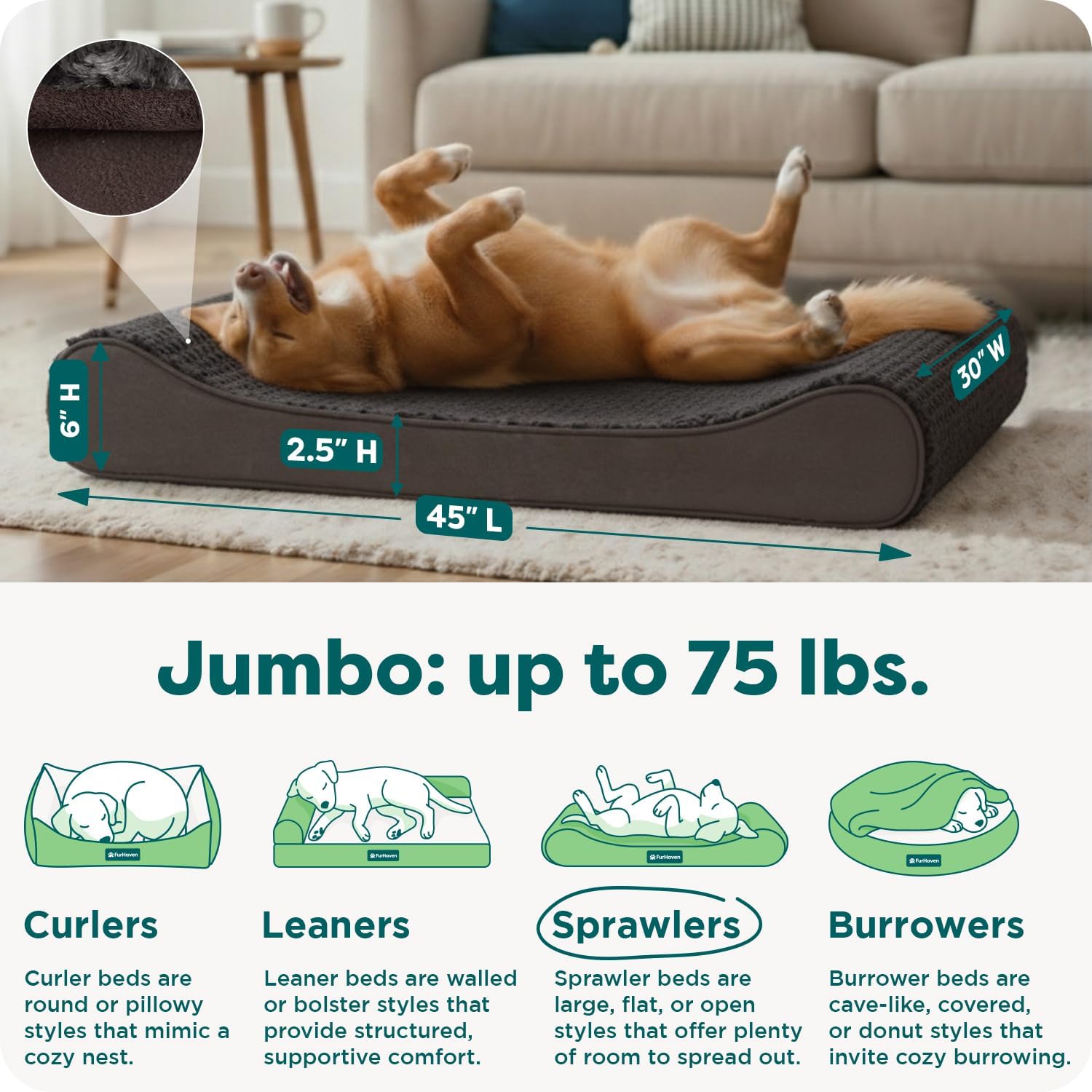 Furhaven Ultra Plush Luxe Lounger Dog Bed